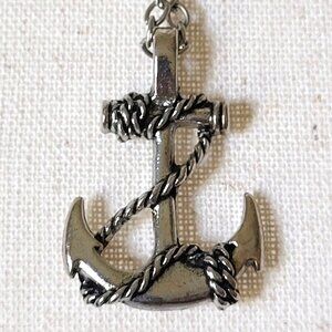 Anchor Wrapped Rope Silver Tone Necklace 23"